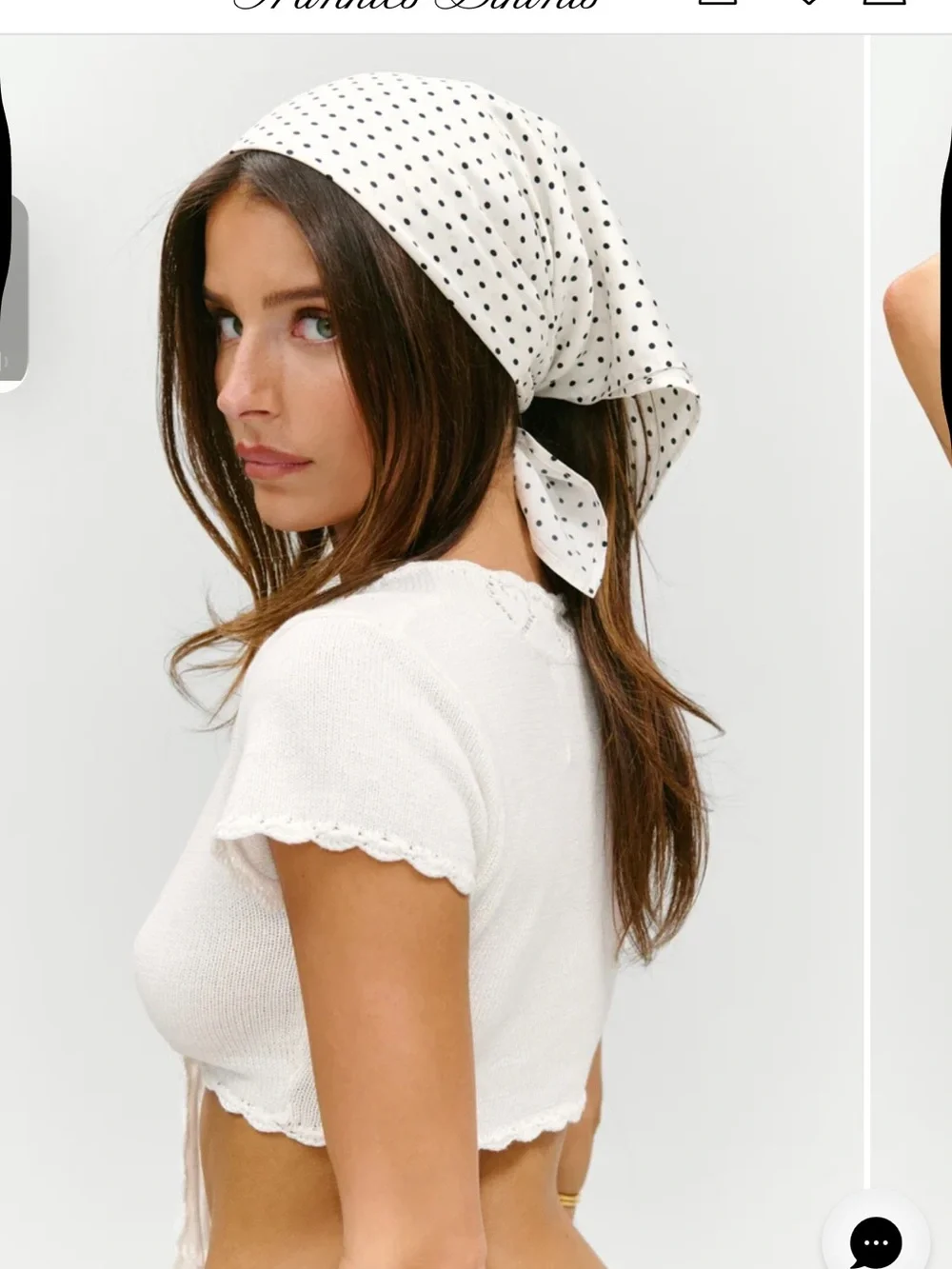 Frankie's Bikinis White Polka Dot Bikini with Matching Silk Head Scarf